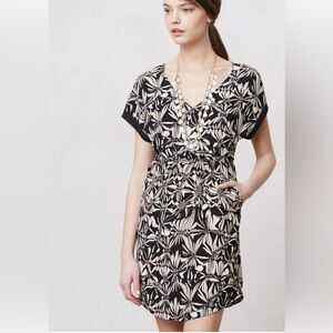 Anthropologie Black and Cream Mini Dress